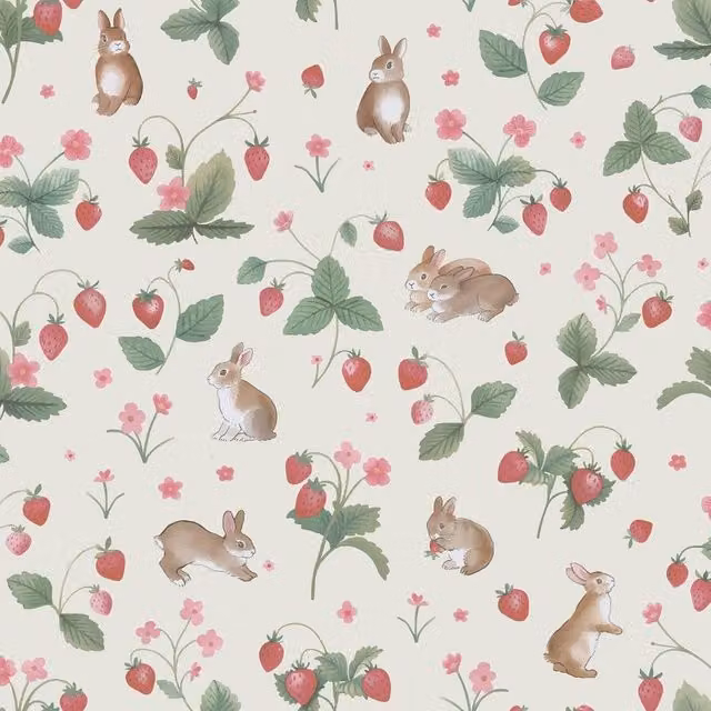 Holden Décor Bunnies & Berries Textured Floral and Botanical Wallpaper, Multicolour