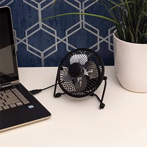 Prem-i-air Black Mini 4 inch USB Powered Desk Fan with Adjustable Head and Oscillation – 2