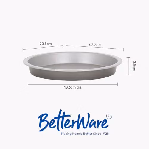 Betterware Non-Stick Carbon Steel Round Air Fryer Cake Tin Set, Silver, Diameter: 18.6 cm – 5