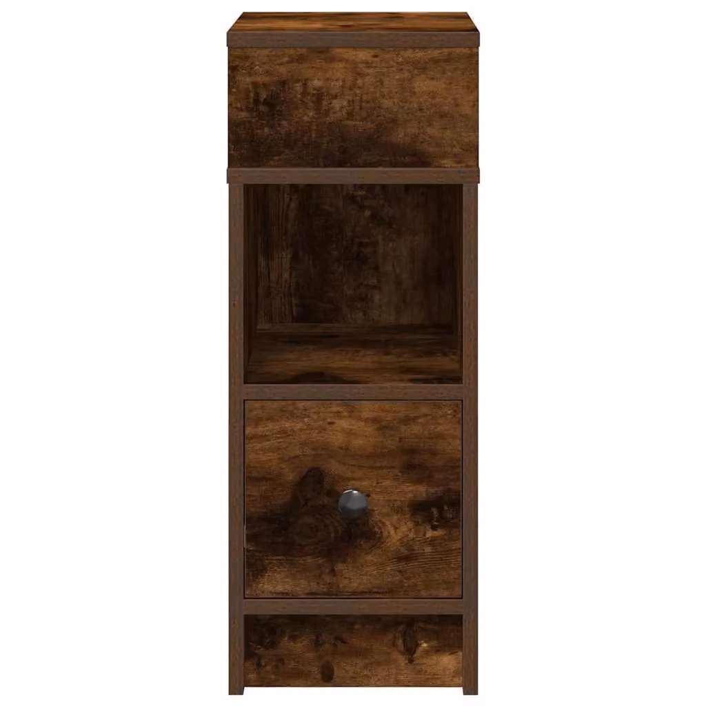 Berkfield Home Set of 2 Bedside Cabinets with Drawer in Smoked Oak Brown, W/D/H: 25 x 31 x 66 cm – 3