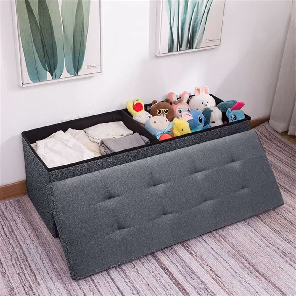 PAWNORA Extra Large Ottoman Storage Seat in Dark Grey, W: 110 cm, D: 38 cm, H: 38 cm – 4
