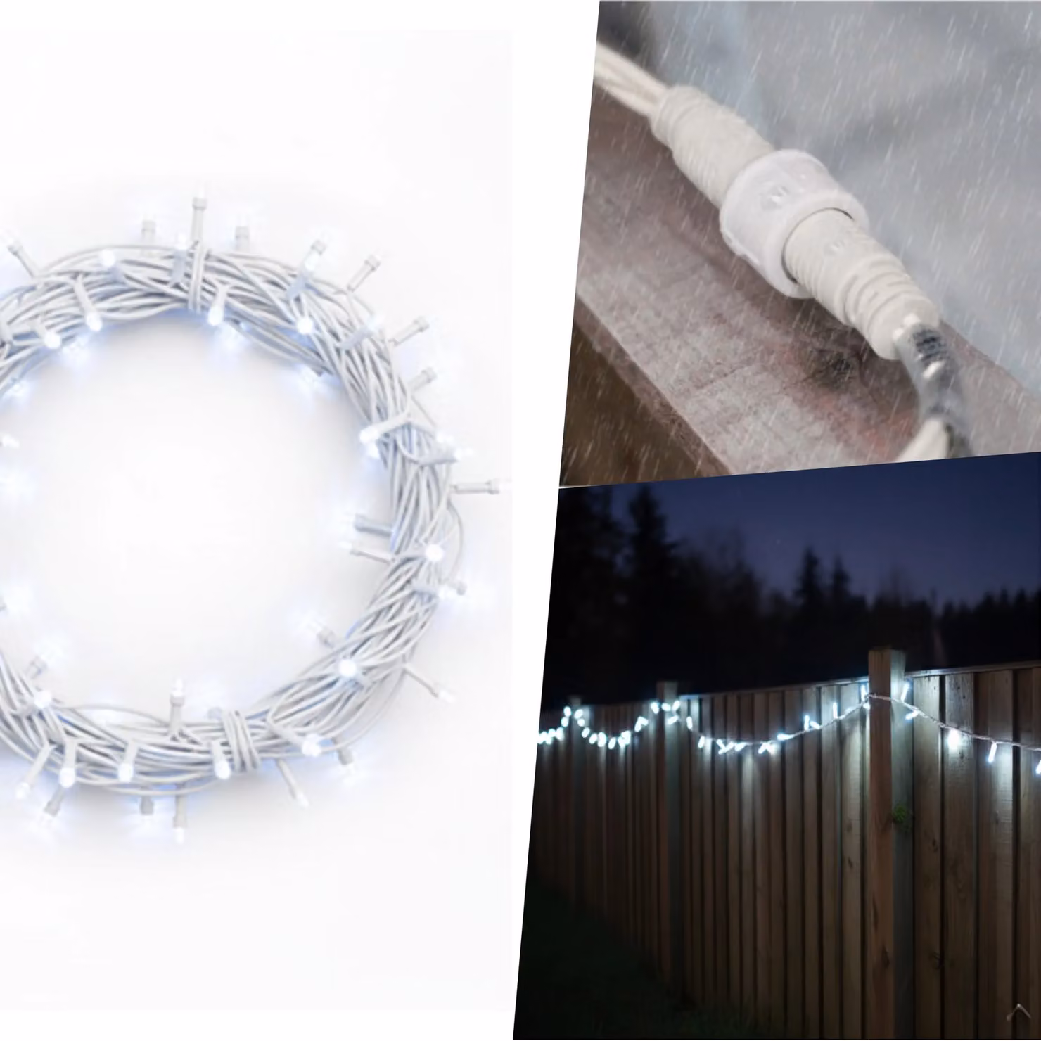Pegdev Connectable LED String Lights in Cool White with White Rubber Cable, IP65 Waterproof, 10m – 3