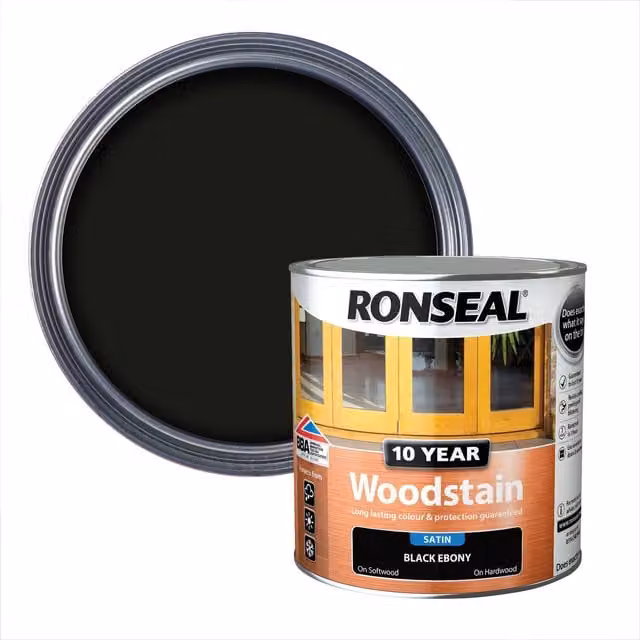 Ronseal Weatherproof Woodstain Ebony Black 2.5 l