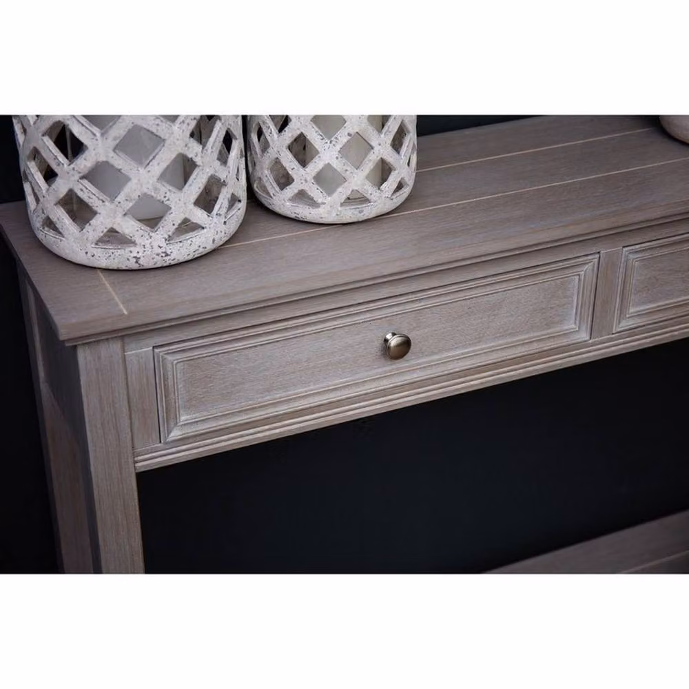 Lemon Pavilion Furniture and Decor The Serene Collection Two Drawer Console Table in Grey, W110 x D26 x H86 cm – 4