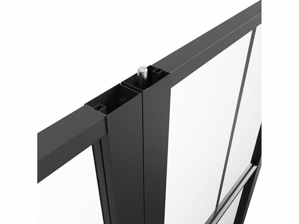 Vente-unique Double Reversible Swing Door Block in Black Aluminium and Frosted Glass, H: 204 cm, W: 83 cm – 4