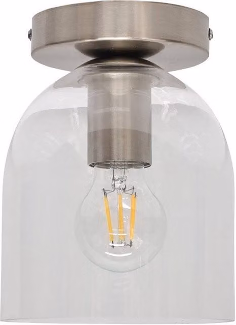 First Choice Lighting Belten Clear Glass Cloche Ceiling Light Fitting in Silver