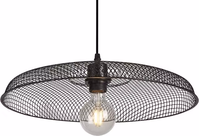 First Choice Lighting Cassidy Large Black Metal Mesh Industrial Round Pendant Shade