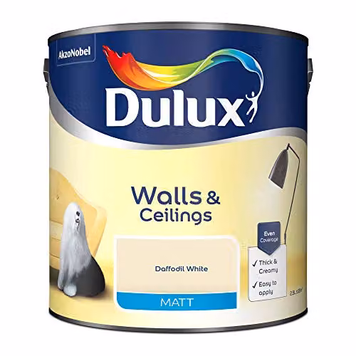 Dulux Matt Emulsion Water Based Dispersion Paint in White, 2.5 Litres – 2