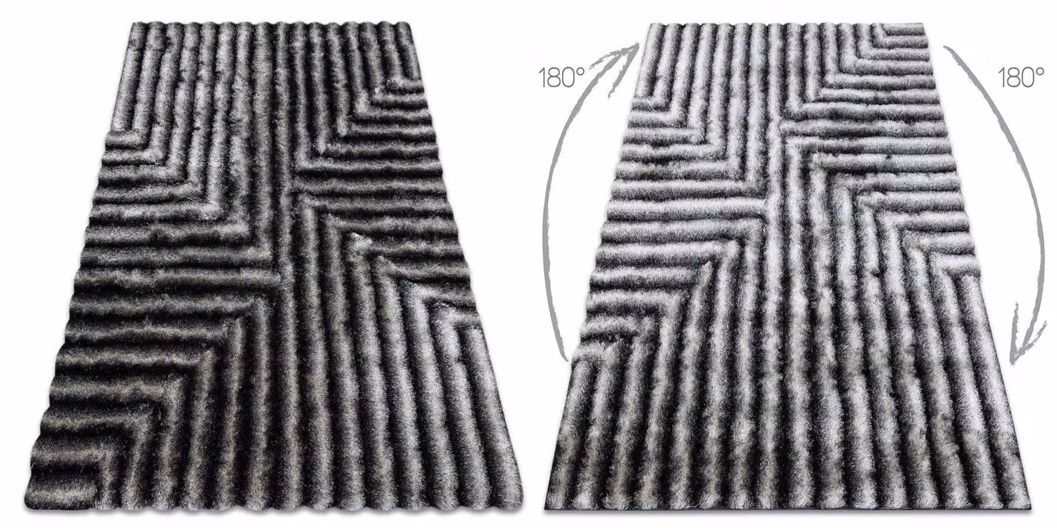 RugsX Flim Geometric Black Polyester Rug, W: 80 cm, L: 150 cm – 2