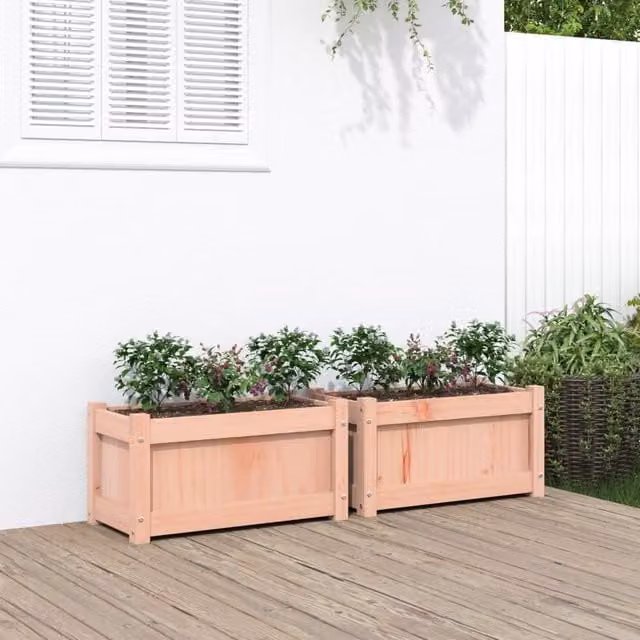Berkfield Home Garden 2-Piece Solid Wood Douglas Planter Set in Brown