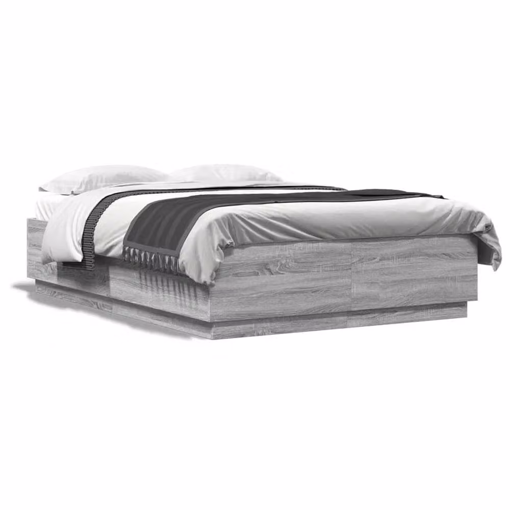 Berkfield Home Modern Bed Frame in Grey Sonoma, W/D/H: 150 x 203 x 40 cm – 3