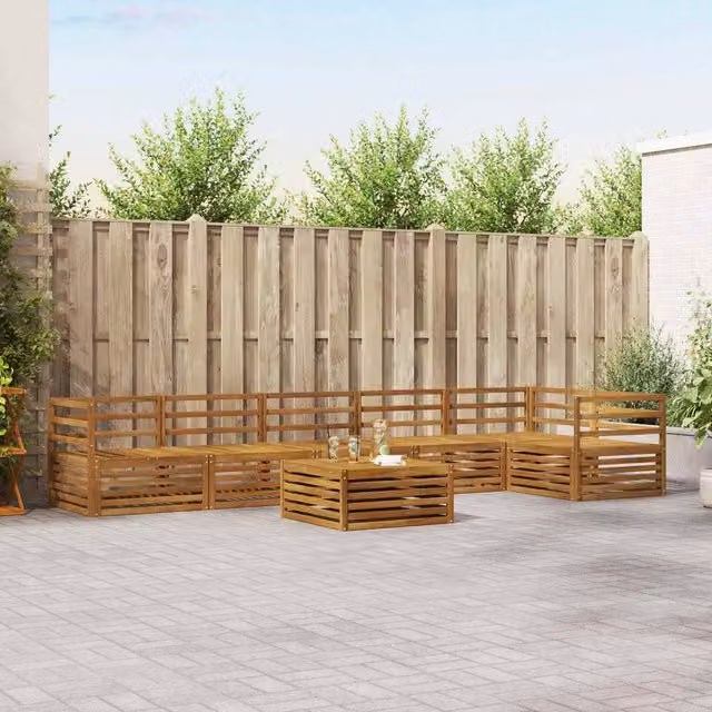 Berkfield Home 7 Piece Outdoor Sofa Set in Brown Wood