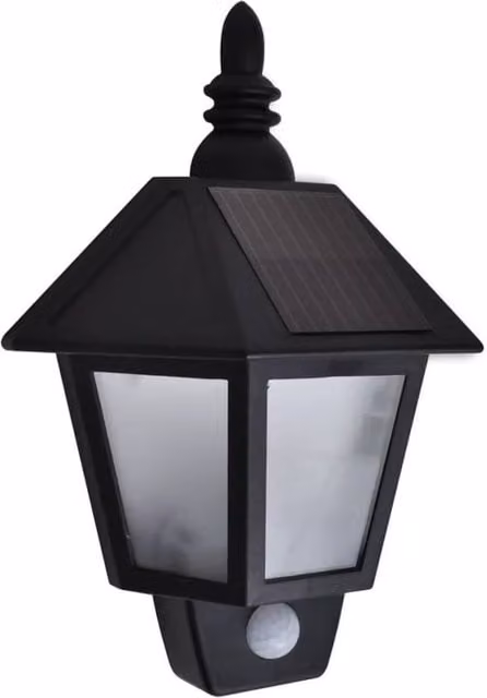 Berkfield Home Solar LED Wall Lamps with Motion Sensor, Black, 2 Pack