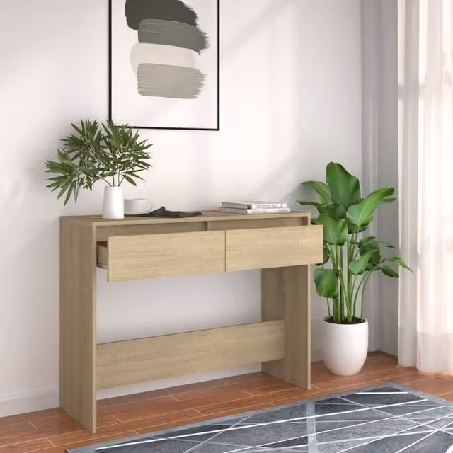 Berkfield Home Sonoma Oak Console Table in Brown, W/D/H: 100 x 35 x 76.5 cm – 1