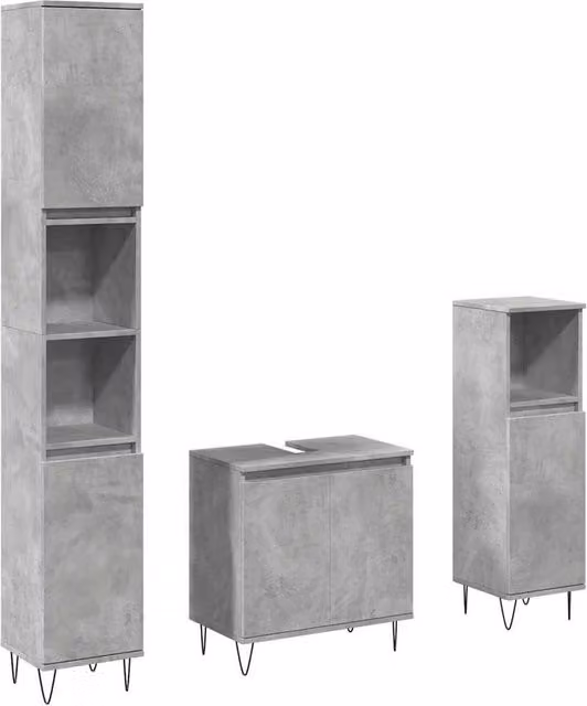 Berkfield Home 3 Piece Industrial Bathroom Furniture Set in Concrete Grey