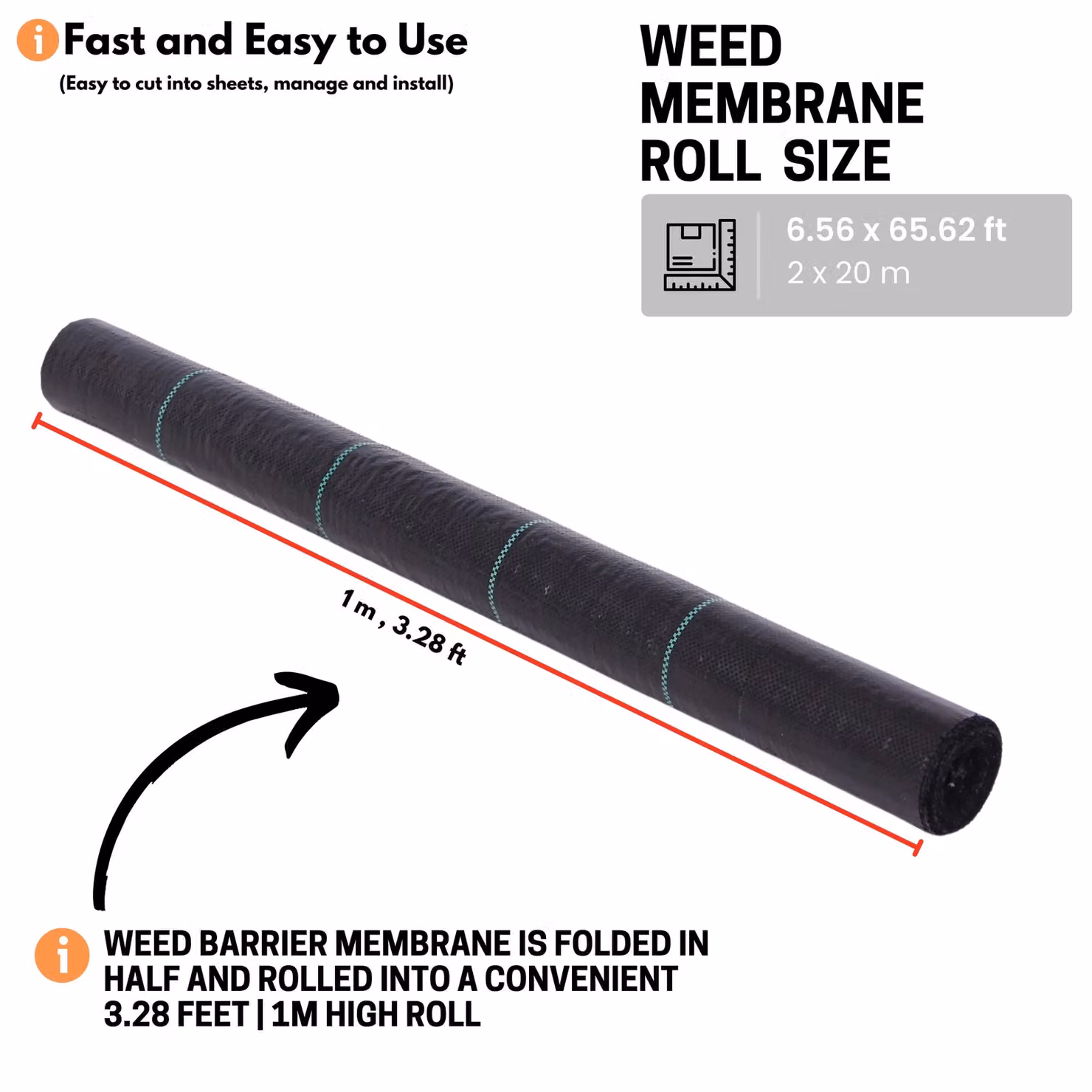 Novecrafto Heavy Duty Weed Control Membrane, Black, 2 x 20m – 4