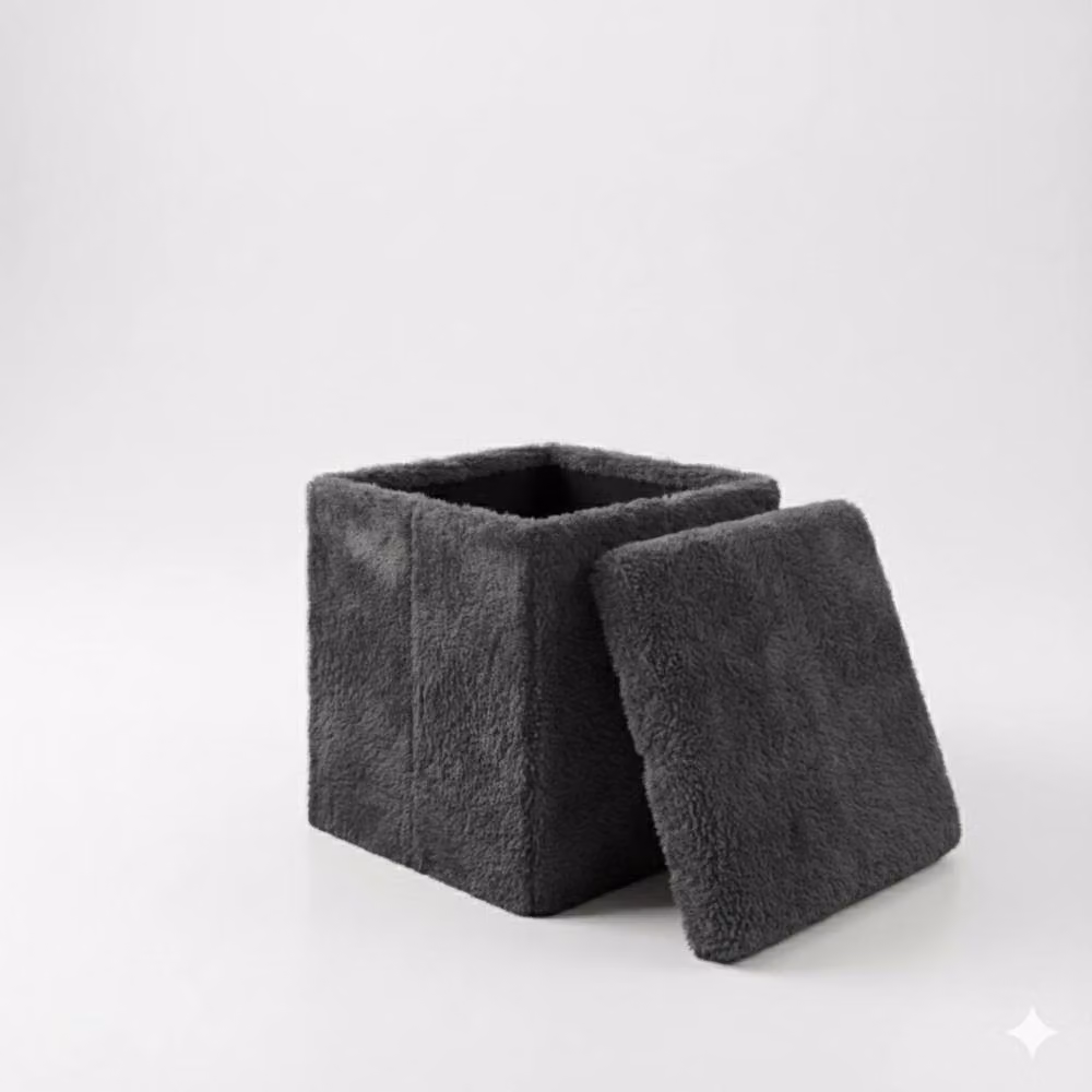 Snug City Teddy Soft Square Storage Box with Lid in Black – 2