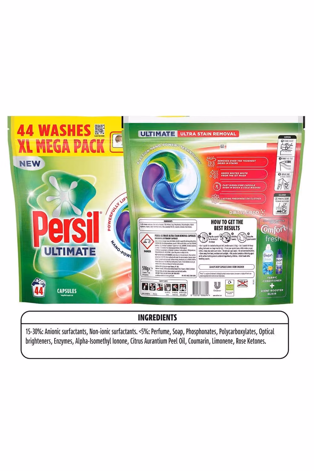 Persil Ultimate Laundry Capsules Ultra Stain Removal Pods, 132 Washes, 3 Pack – 4