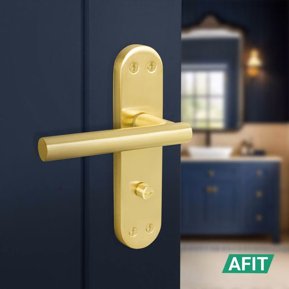 AFIT T-Bar Satin Brass Bathroom Backplate Lock Set in Gold, W/D/H: 150 x 150 x 150 mm – 3