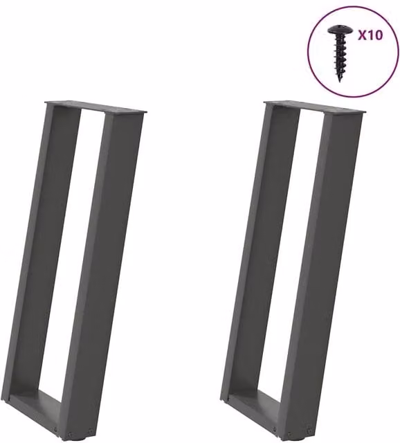 Berkfield Home U-Shaped Console Table Legs, 2 Pieces, Anthracite Black Steel, W: 28 cm, H: 72.5 cm – 1