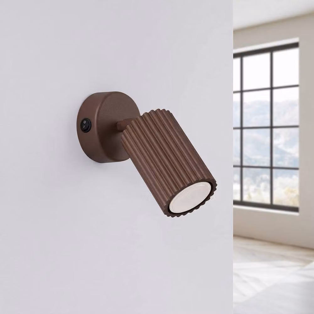 Sollux Lighting minimalist cylinder wall lamp in brown, W/D/H: 16 x 8 x 16 cm – 2