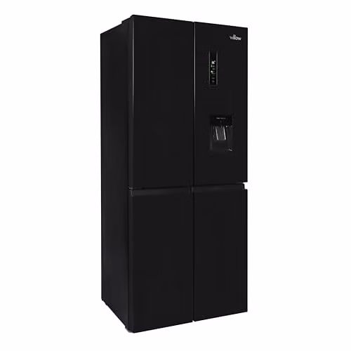 Willow 415L Black American Side by Side Freestanding Fridge Freezer with Total No Frost and Compressor