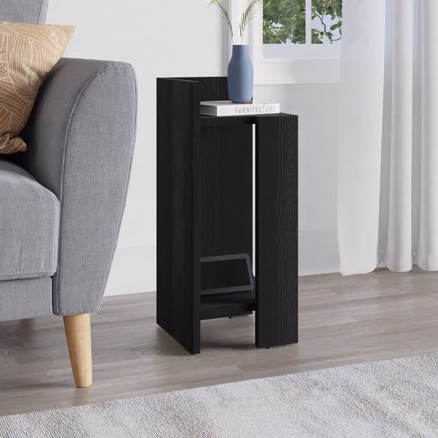 Decortie Elos Modern Bedside Table Left Module in Black Wood