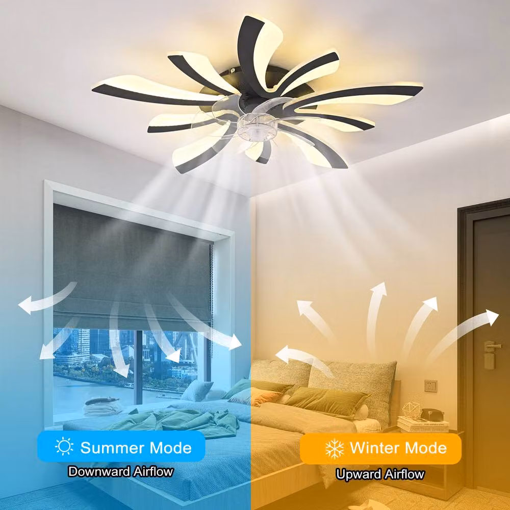 NIVOR Dimmable LED Ceiling Fan with Light, 6-Speed Reversible Motor and Remote/App Control, Black – 3