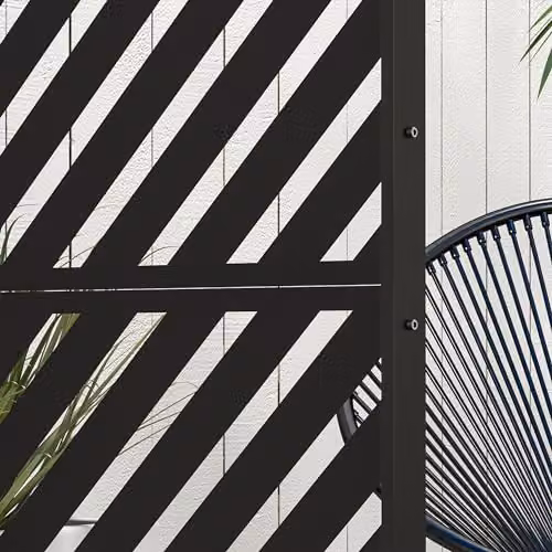 Outsunny Metal Outdoor Privacy Screen Garden Divider in Black, H 198 x W 122 x D 45 cm – 7