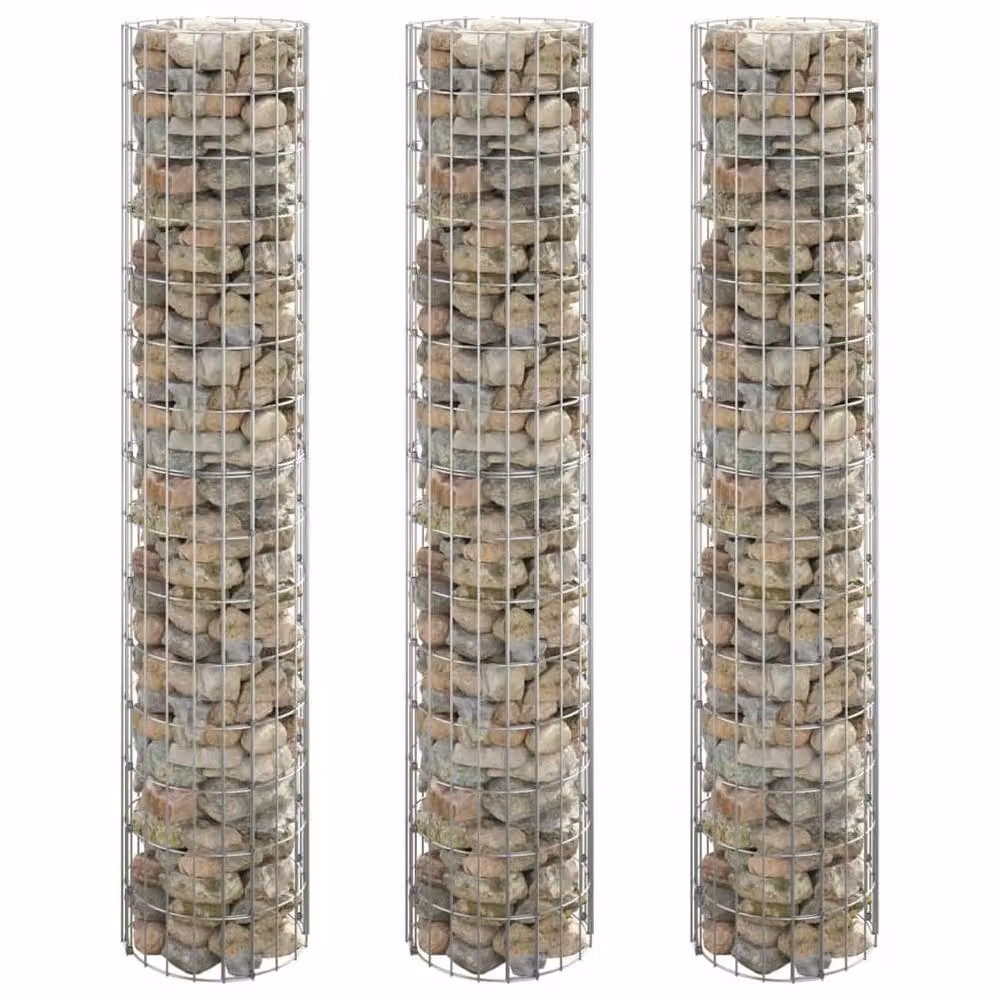 Berkfield Home Circular Gabion Raised Beds, 3 Piece Set, Galvanised Steel, Silver, Diameter: 30 cm, Height: 150 cm – 2