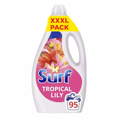 Surf Tropical Lily Laundry Washing Liquid Detergent with Natural Essential Oils, 2.565 L (95 Washes)