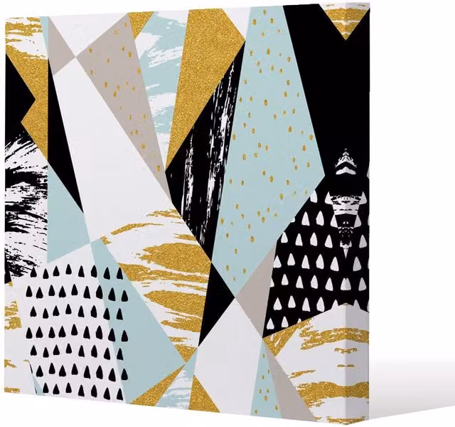 Benjamin Tate Design Geometric Shapes and Brush Strokes Abstract Canvas Print, Multicolour, W/H: 20 x 20 cm