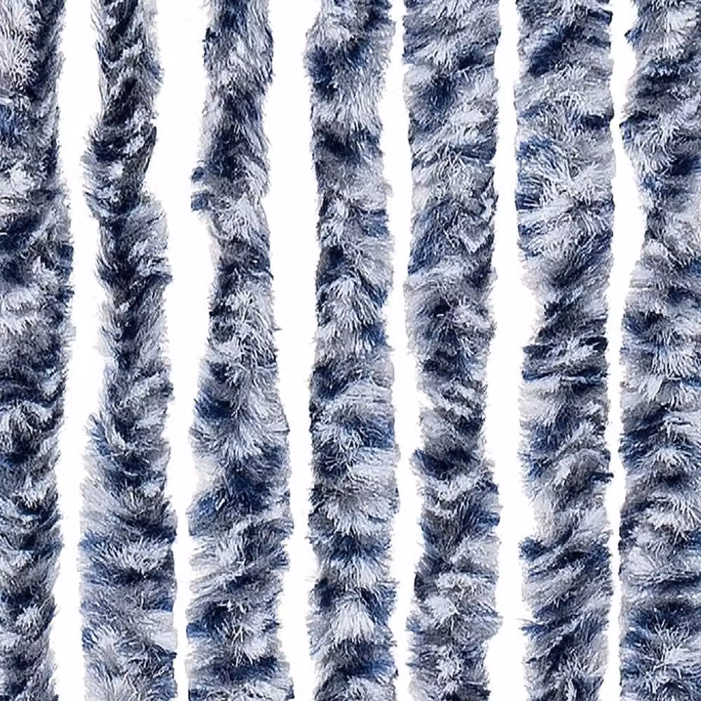 Berkfield Home Blue and White Striped Chenille Soft Fly Curtain, W: 100 cm, H: 200 cm – 5