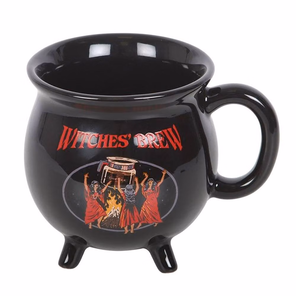 Uniqueful Witches' Brew Cauldron Mug by Steven Rhodes in Black, 550ml – 2