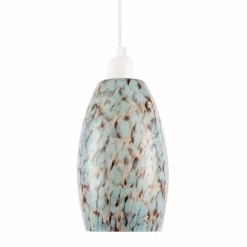 Happy Homewares Modern Marble Effect Glass Cylindrical Pendant Light Shade in Blue and Brown, W/D/H: 20 x 12 x 12 cm
