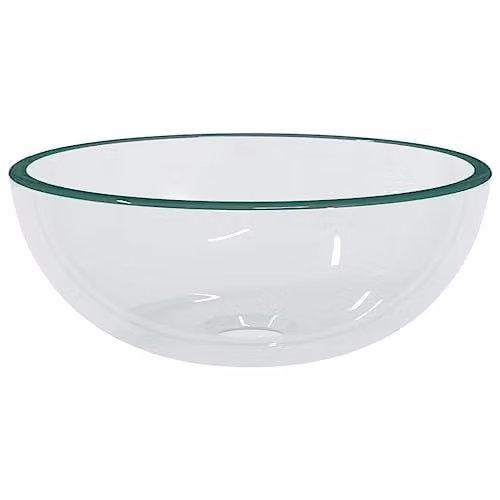 vidaXL Round Tempered Glass Countertop Basin, Transparent, Diameter: 30 cm, Height: 12 cm
