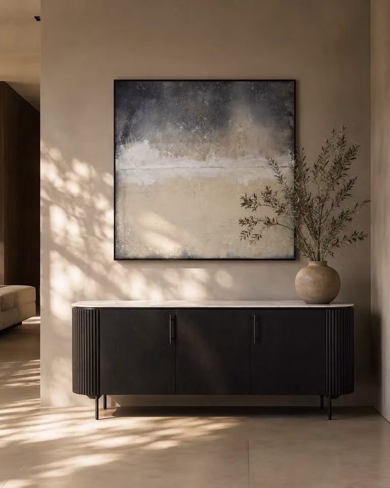 Tommy Franks Concentric Modern Abstract Geometric Canvas Wall Art in Black and Grey, W/H: 180 x 180 cm
