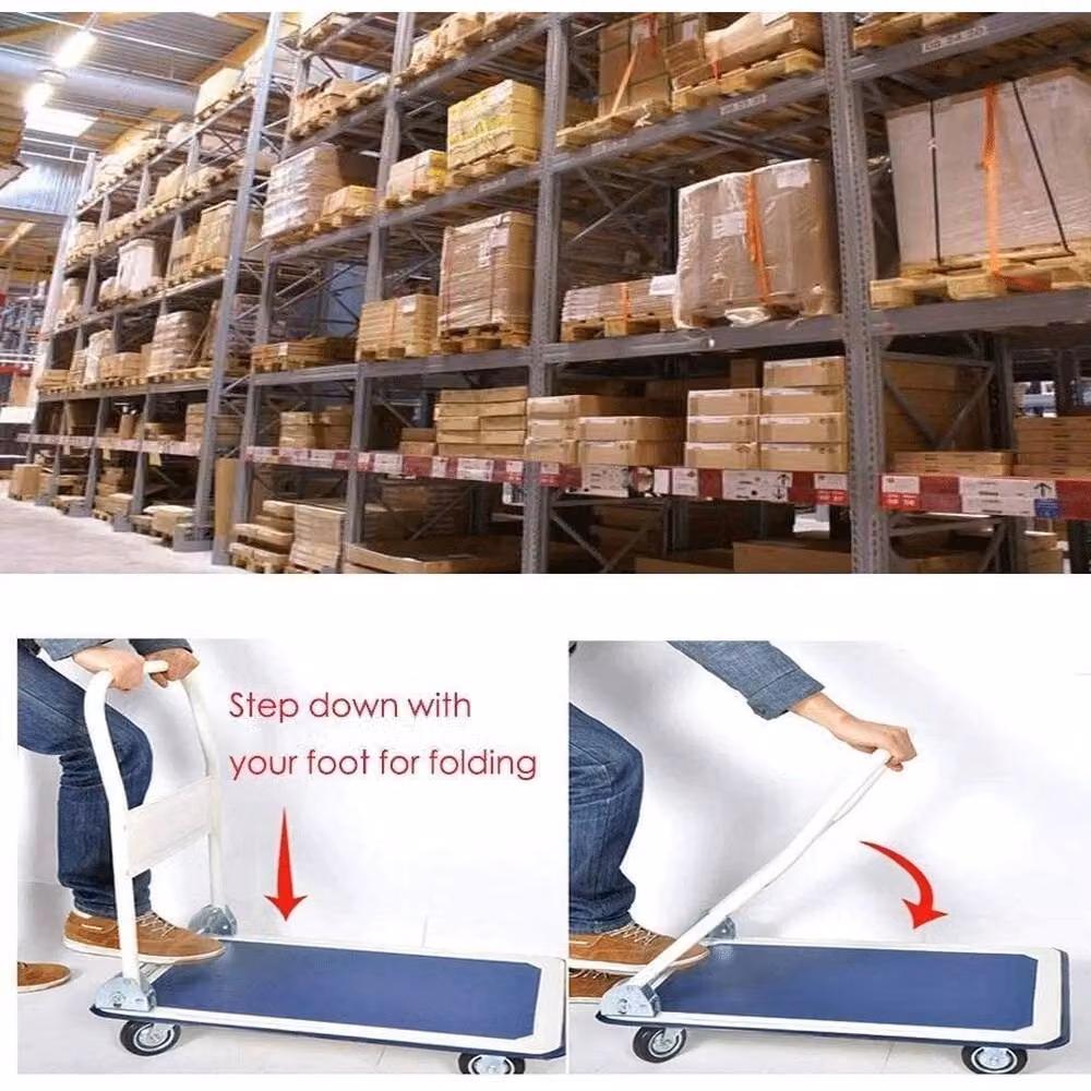 FLAVORA Heavy Duty Platform Hand Trolley Cart, Blue – 2