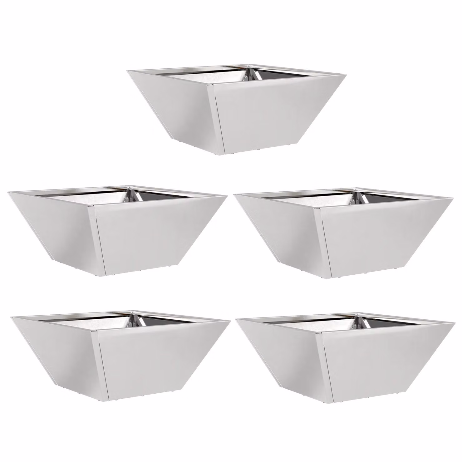 Berkfield Stainless Steel Garden Bowl Planter Set in Silver, 5 Pieces, W/D/H: 35 x 35 x 15 cm – 2