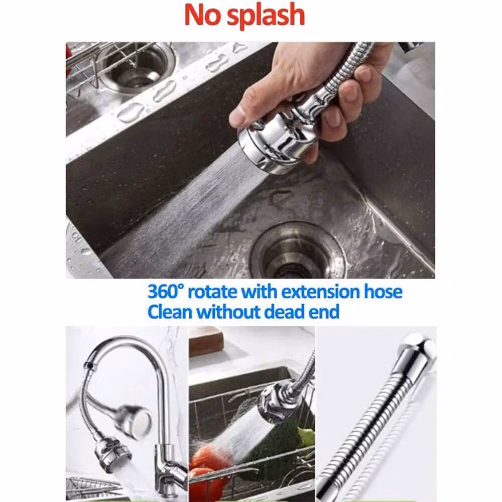 KORVIXA Flexible Faucet Extender Sink Tap Spray Head Attachment in Silver – 3