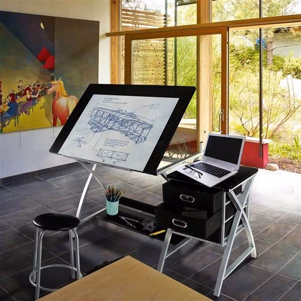 Kelvenix Adjustable Drafting Table in Black with Tilting Top and Height Adjustment – 5