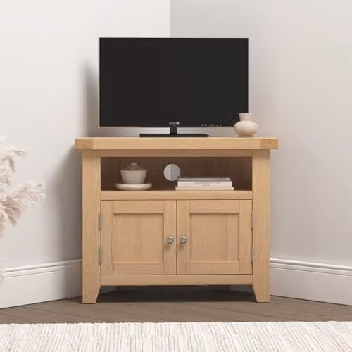 Seconique Windsor Corner TV Unit in Natural Oak, W/D/H: 80 x 40 x 65.01 cm – 1