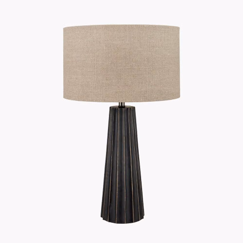 Ruma Black Mango Wood Textured Cone Table Lamp – 2