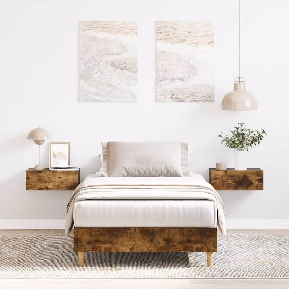 Berkfield Home Small Single Wood Bed Frame in Smoked Oak Brown, W/D/H: 75 x 190 cm – 2