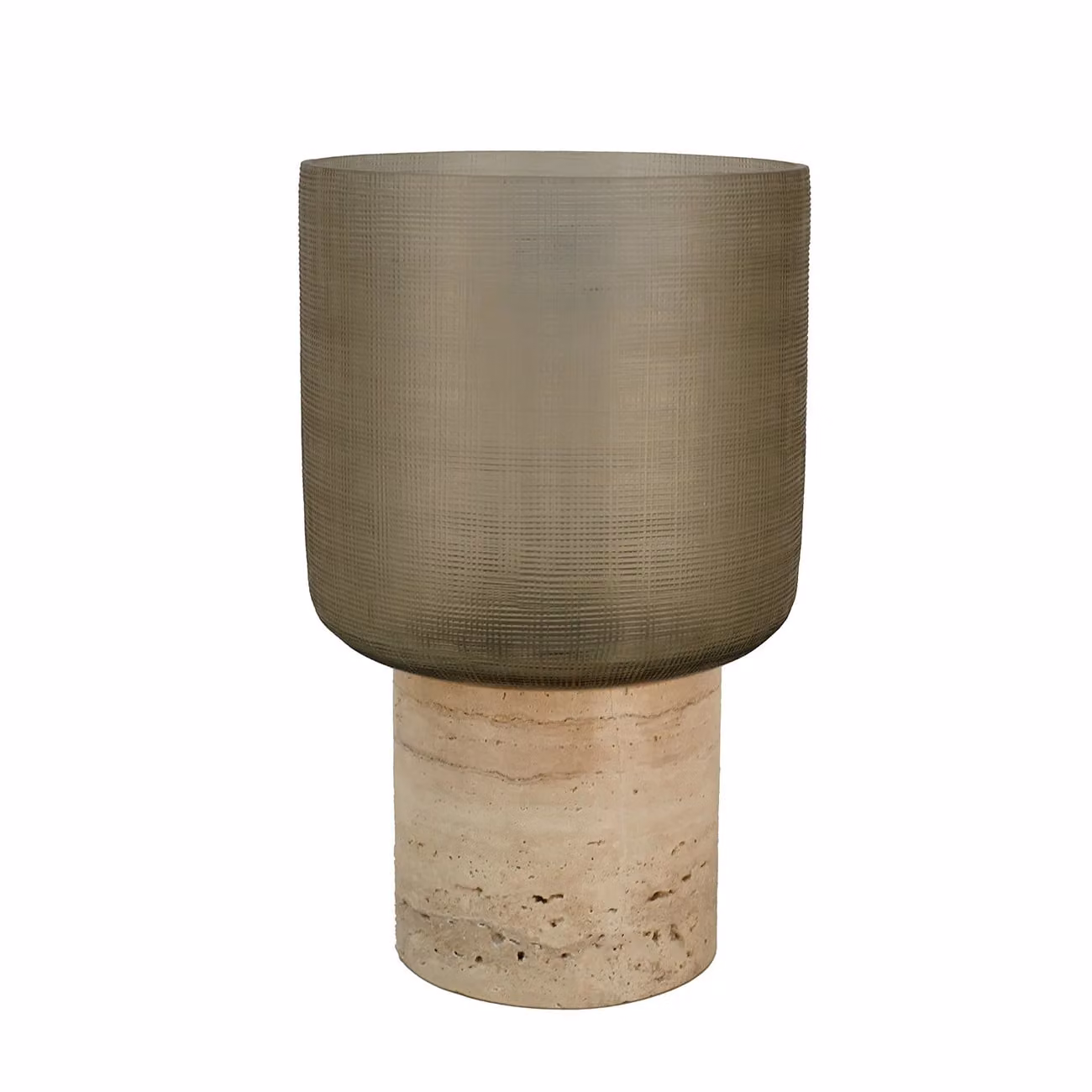 Dome Deco FUJI Hurricane L Grey Glass Tabletop Candle Holder for Tealights and Pillar Candles