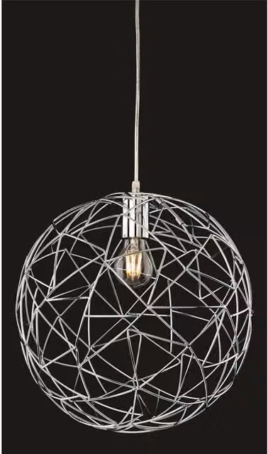 Firstlight Praga Spherical Wire Ceiling Pendant Light in Chrome and Grey with E27 Socket