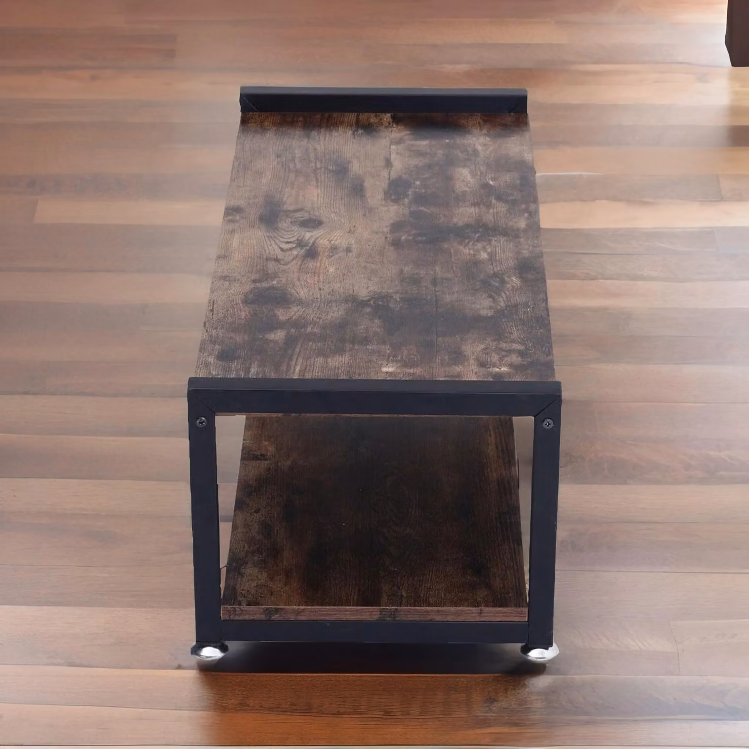 Rafaelo Mobilia 2 Tier Industrial Rustic TV Stand Unit in Brown – 2