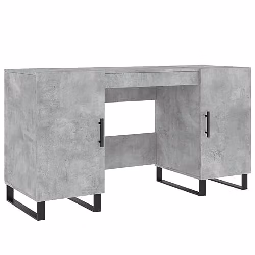 vidaXL Computer Desk in Grey with Industrial Engineered Wood and Metal Finish, W: 140 cm, D: 50 cm, H: 75 cm