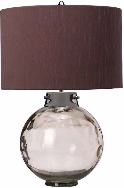 Loops Table Lamp with Smoke Glass Shade and Polished Silver Metal Base, E27 60W, H 35.5 cm x W 55.5 cm x D 1.0 cm