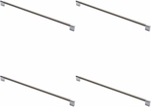 Loops 4x Keyhole Bar Pull Handle in Satin Nickel and Polished Chrome, Silver, Fixing Centres: 448 mm